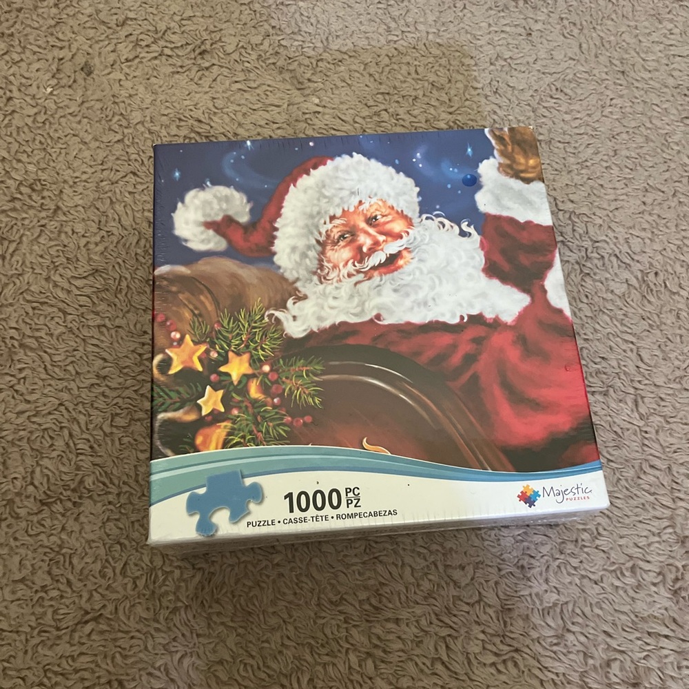 Majestic Holiday Santa Claus Puzzle with Red and Green Accents Brand New Sealed